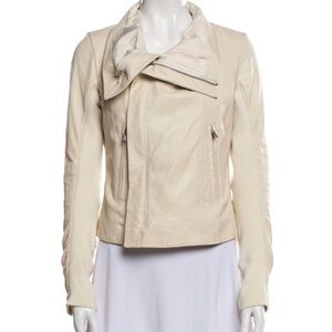 Women's Cream Leather Jacket